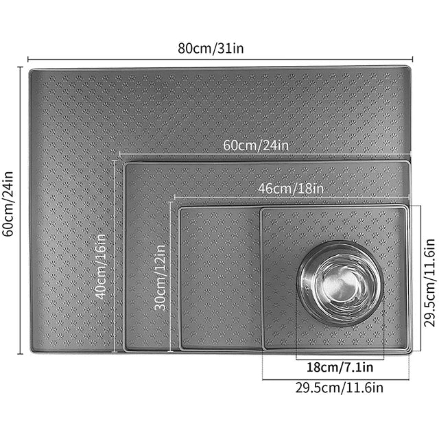 Pet Feeding Mat for Food and Water Bowls